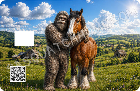 Durable Bigfoot 104 Vinyl Credit Debit Card Skin Cover - Bigfoot with Horse