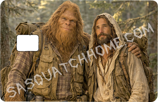 Durable Bigfoot 11 Vinyl Credit Debit Card Skin Cover - Sasquatch & Jesus Hiking