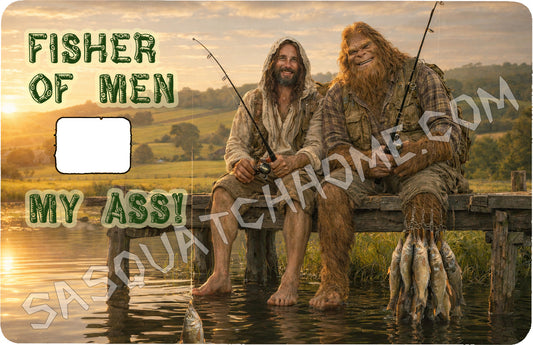 Durable Bigfoot 16 Vinyl Credit Debit Card Skin Cover - Sasquatch Fisher of Men