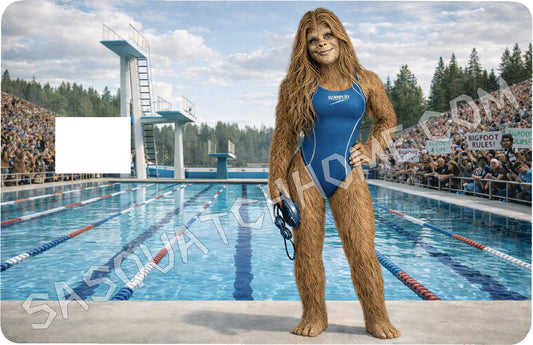 Durable Bigfoot 26 Vinyl Credit Debit Card Skin Cover - Sasquatch Swimmer