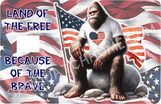 Durable Bigfoot 2 Vinyl Credit Debit Card Skin Cover - Sasquatch Land of the Free