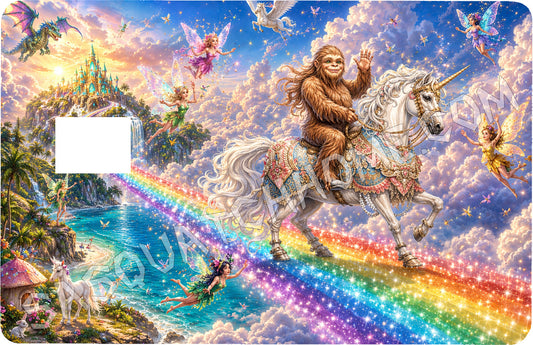 Durable Bigfoot 30 Vinyl Credit Debit Card Skin Cover - Squatch on Unicorn