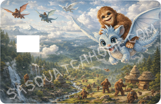 Durable Bigfoot 31 Vinyl Credit Debit Card Skin Cover  - Lil Squatch on Dragon