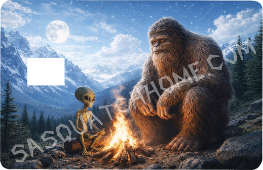 Durable Bigfoot 35 Vinyl Credit Debit Card Skin Cover - Squatch & Alien