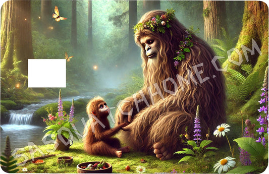 Durable Bigfoot 4 Vinyl Credit Debit Card Skin Cover - Sasquatch Mo and Child
