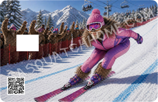 Durable Bigfoot 95 Vinyl Credit Debit Card Skin Cover - Skiing