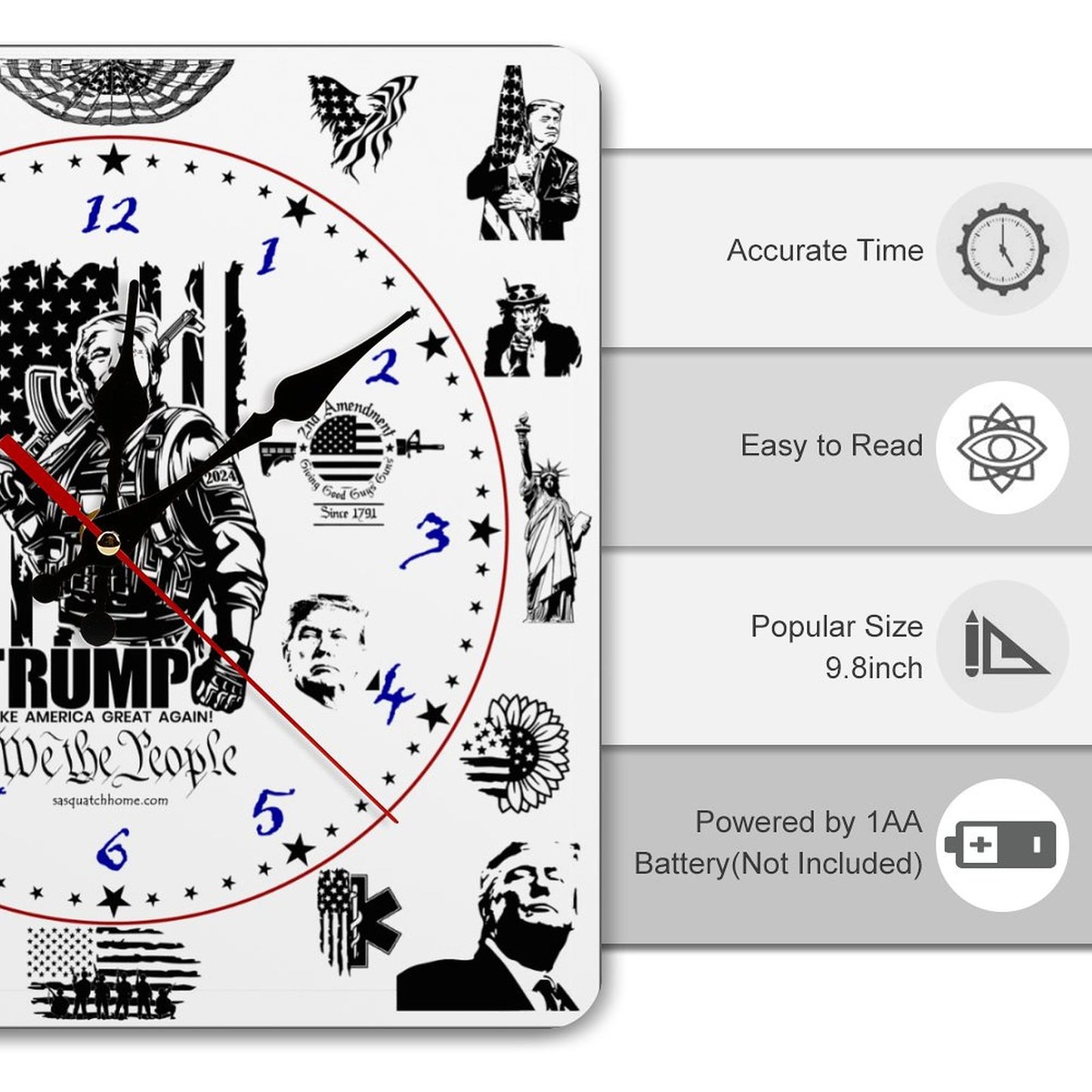 Donald Trump Badass, Square Wall Clock- Made in USA