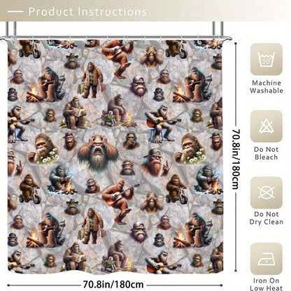 21 Bigfoot Sasquatch Designs, Waterproof Polyester Shower Curtain – Made in the USA – 70.8x70.8”