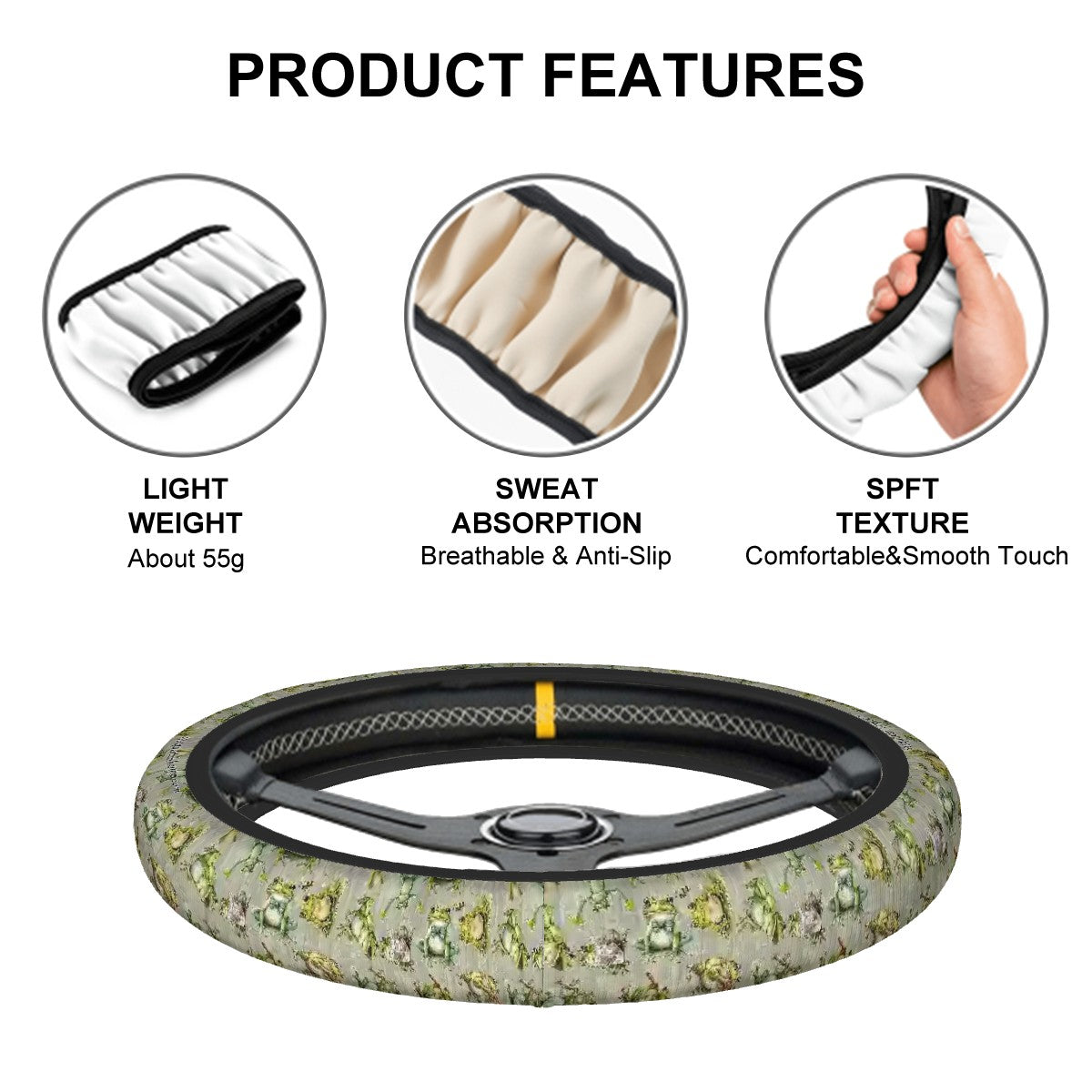 10 Animal Designs, Rugged Auto Steering Wheel Cover - 15"