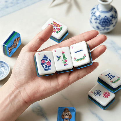 Sasquatch With Service Dog Chinoiserie Chic American Mahjong Tiles