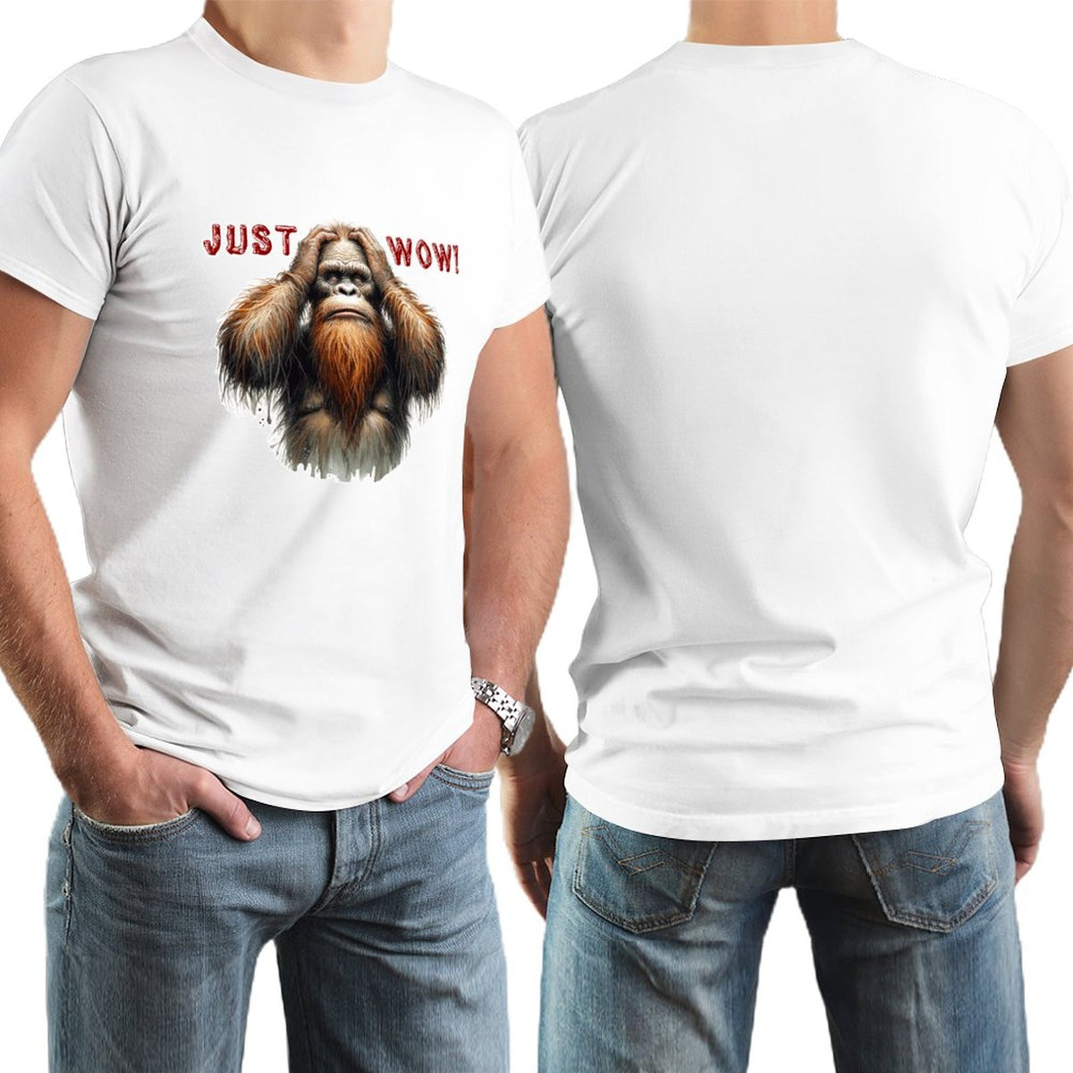 Sasquatch / Bigfoot "just Wow", Cotton Short Sleeve T-shirt