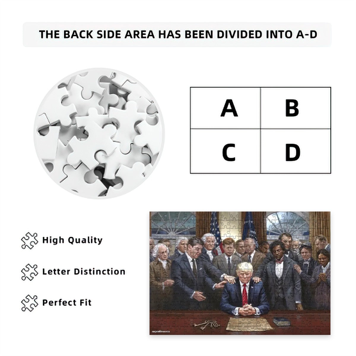 Donald Trump With Historical Figures Wooden Jigsaw Puzzle 300 pcs (Horizontal)