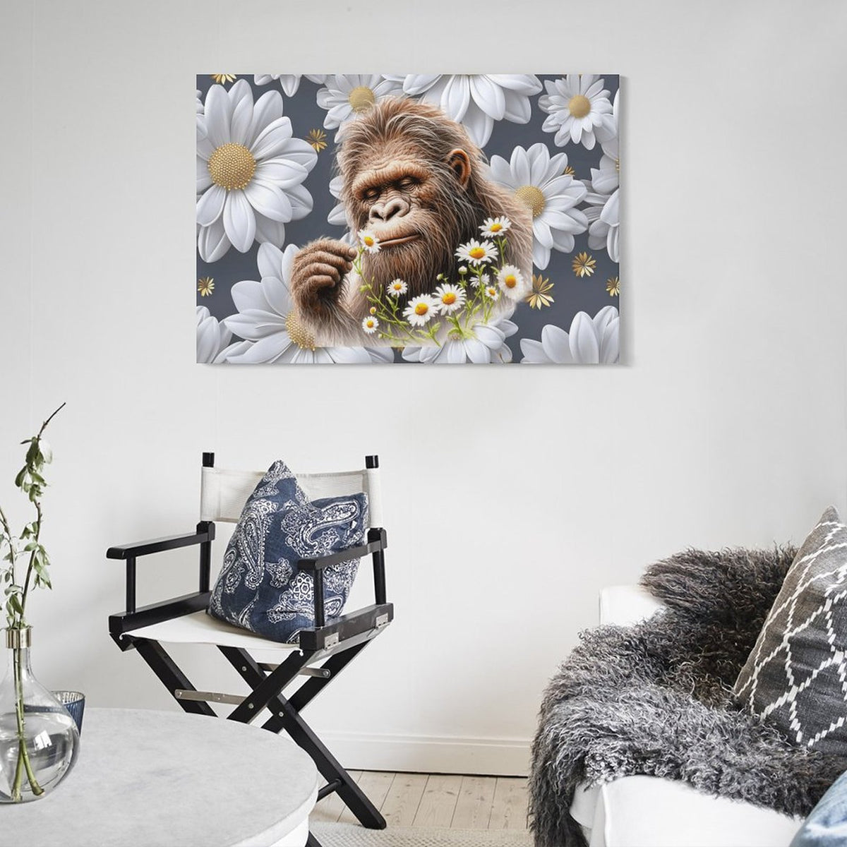 Sasquatch "Smell the Flowers" Hanging Poster (Horizontal 3:2)-12x18 inch/ 8x12 inch