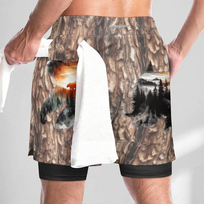 Bigfoot, Sasquatch Men's Beach Shorts / Swim Trunks with 4 Pockets