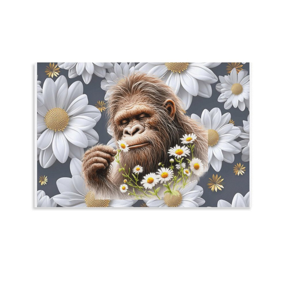 Sasquatch "Smell the Flowers" Hanging Poster (Horizontal 3:2)-12x18 inch/ 8x12 inch