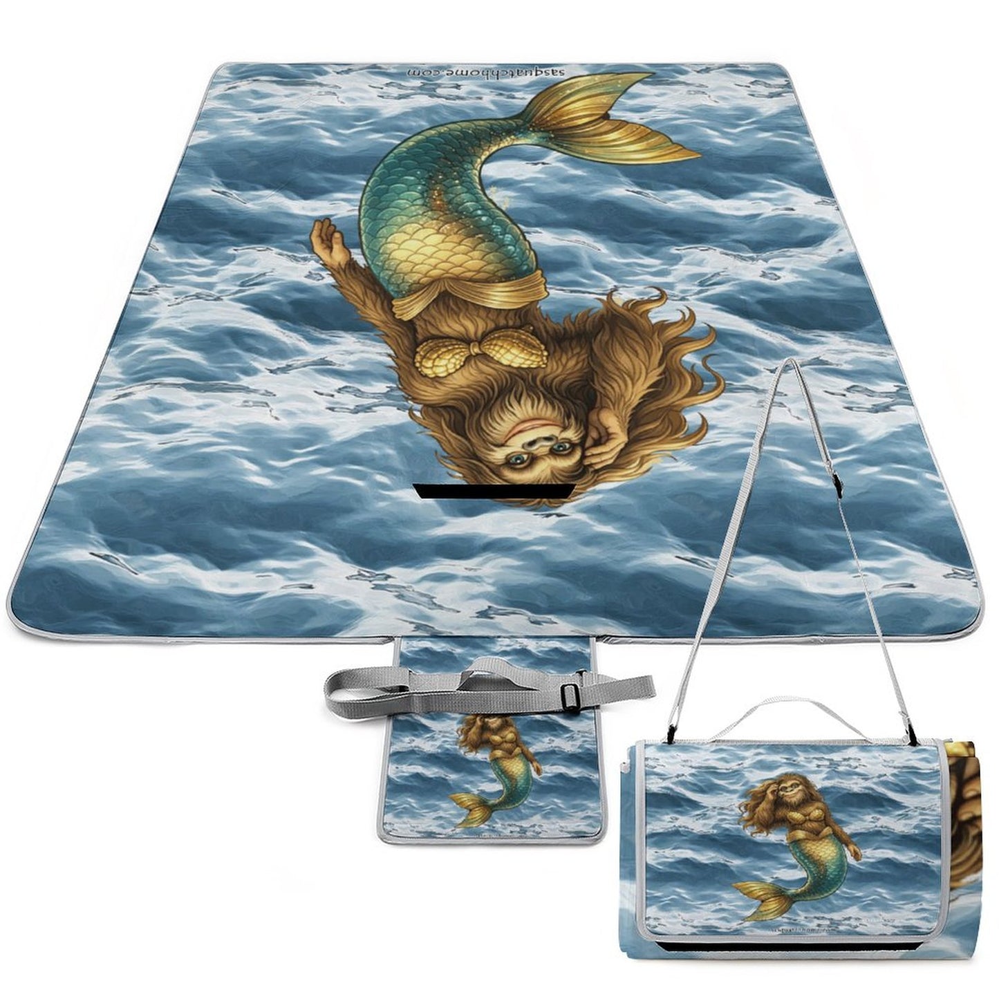 Foldable Zipper Picnic Mat- Blanket 58”x58” w/ Carry Straps