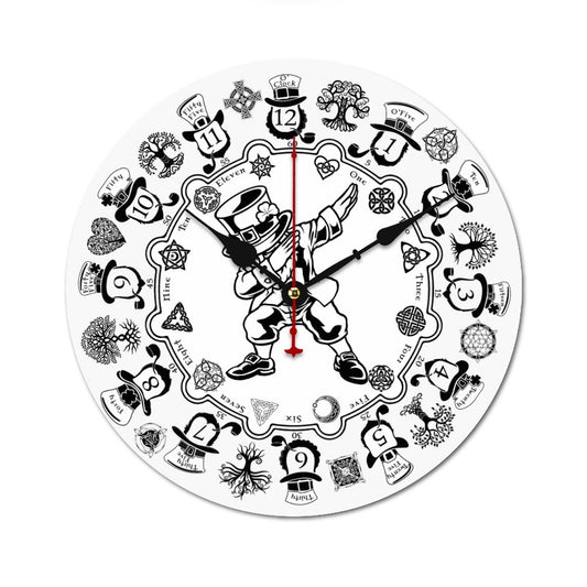 St Patrick, Irish, Wooden Wall Clock - Leprechaun Dab- Made in USA