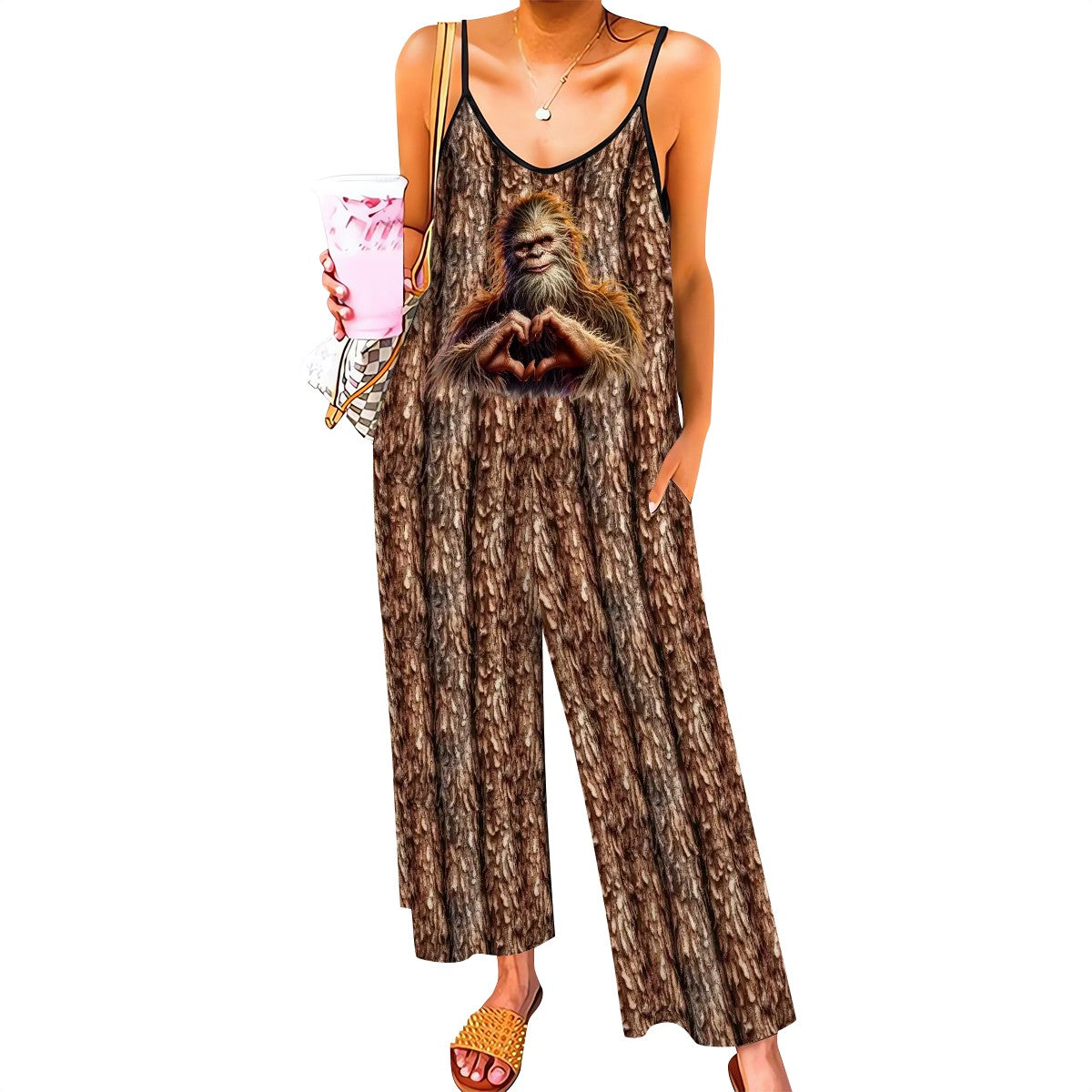 Bigfoot / Sasquatch Heart Hands, Casual Jumpsuits for Women