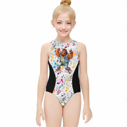 Girl’s One Piece Swimsuit - Dancing Bigfoot / Sasquatch