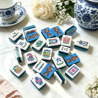 Sasquatch With Service Dog Chinoiserie Chic American Mahjong Tiles