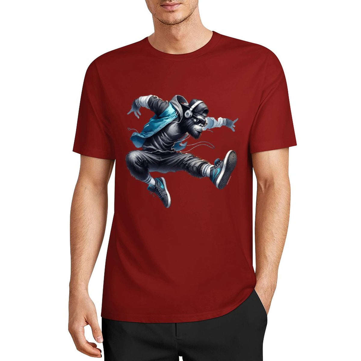Bigfoot - Sasquatch Jumping Short Sleeve Cotton T-Shirt