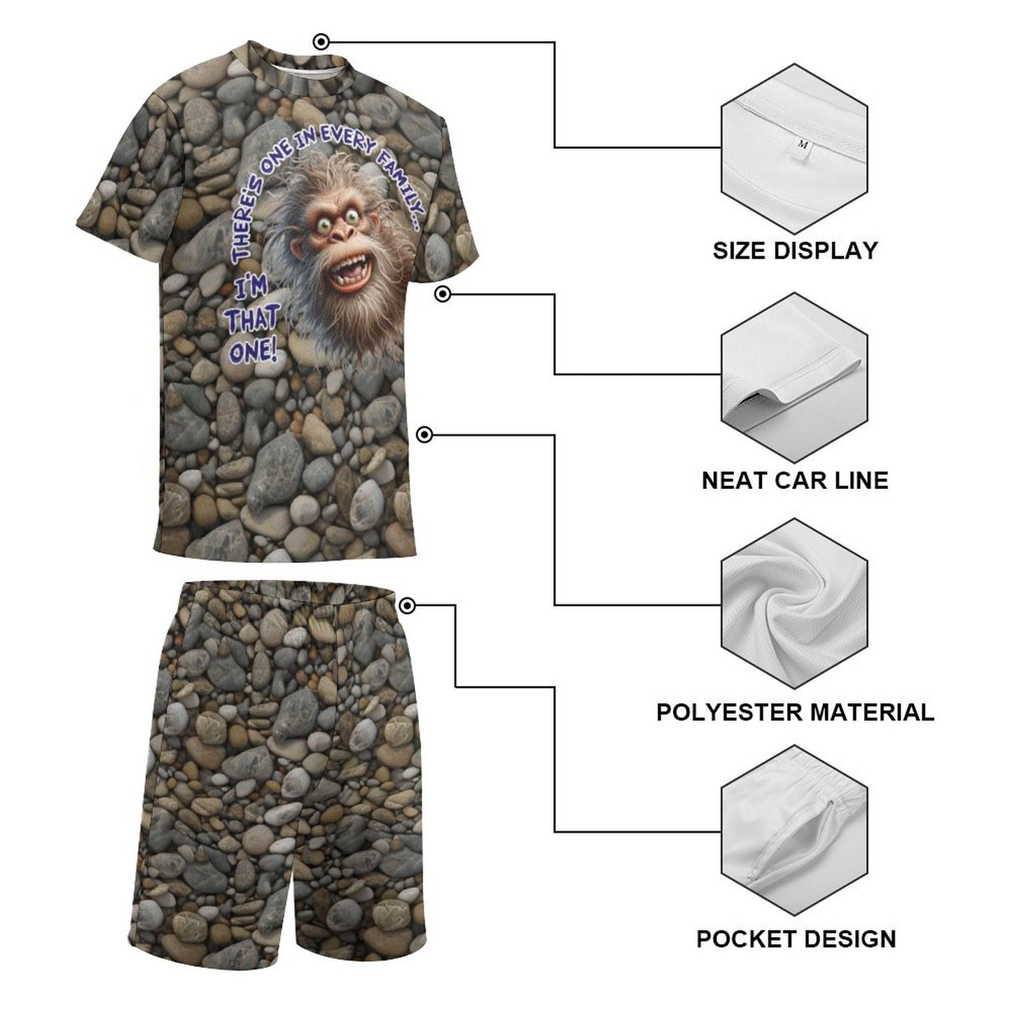 Bigfoot, Sasquatch, "There's one in every family..",  Children's T-shirt & Shorts Set