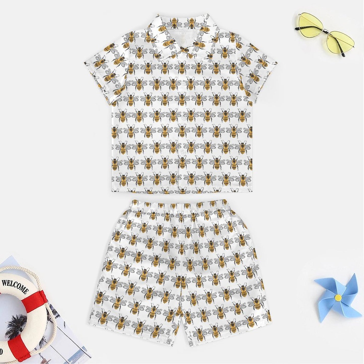 Bumble Bee Design Children's Casual Beach Outfit A27TZ (All-Over Printing)