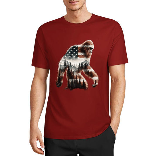 Bigfoot - Sasquatch Flag Scenery Cotton Unisex Long Sleeve T-shirt