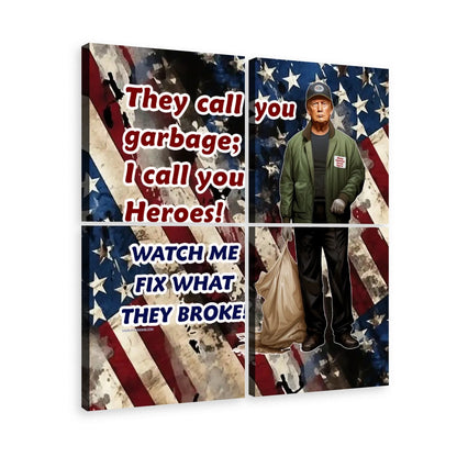 Donald Trump "They Call You Garbage" 4 Panels Canvas Prints Wall Art (Set A)