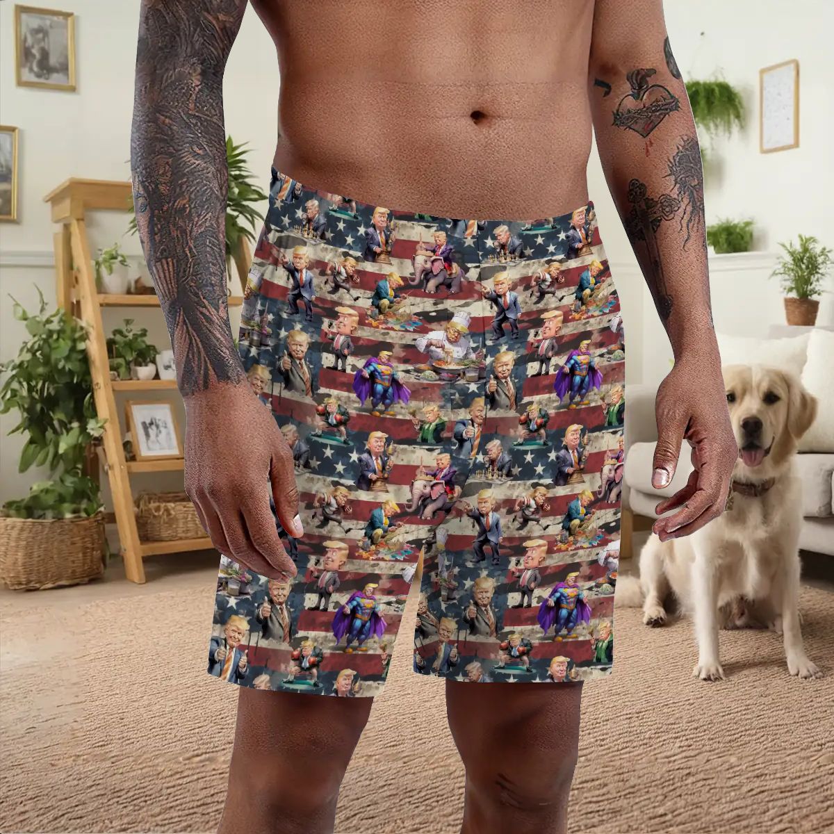 10 Donald Trump Designs, Men’s Polyester, pocketed, pajama Shorts