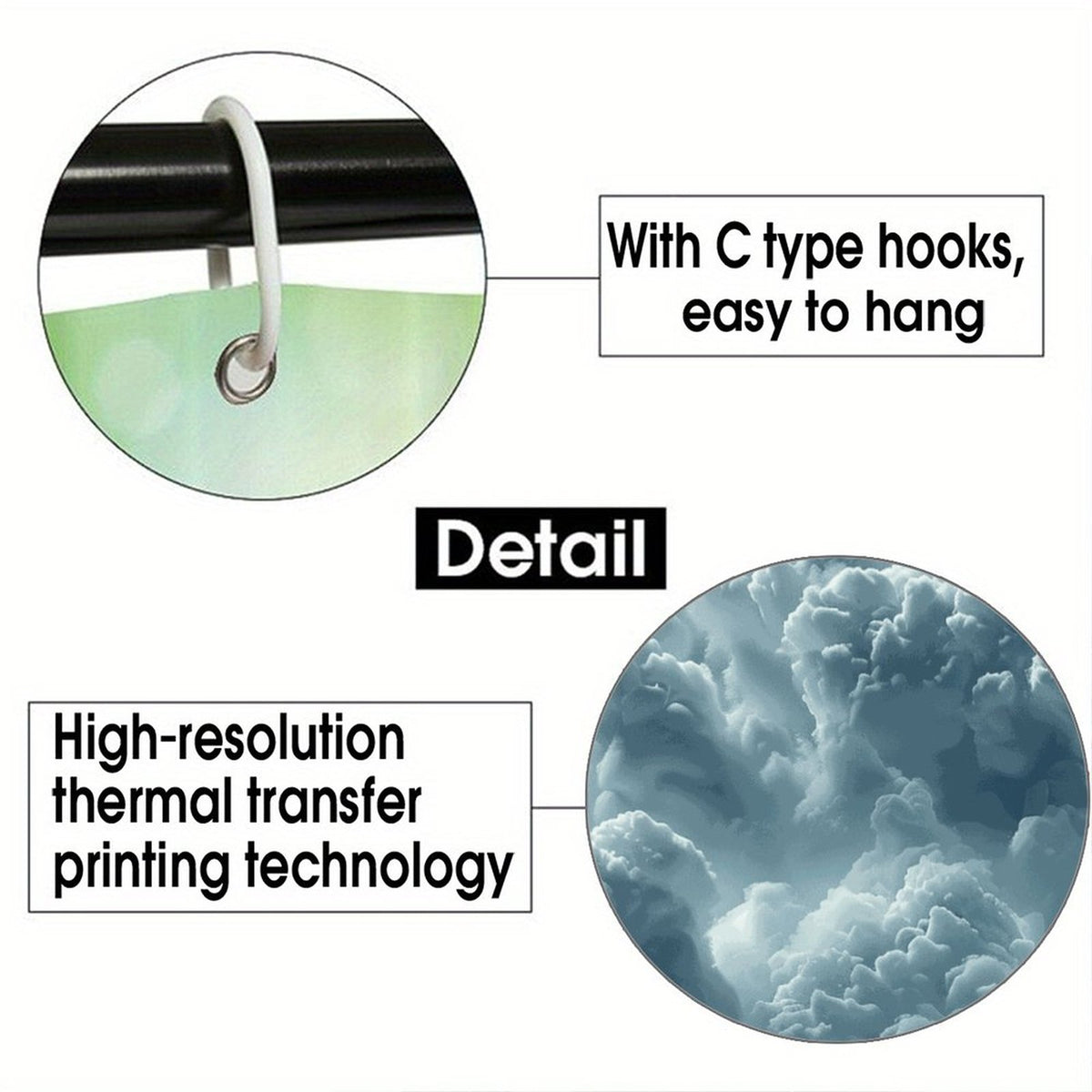 Cloudy Day Waterproof Polyester Shower Curtain