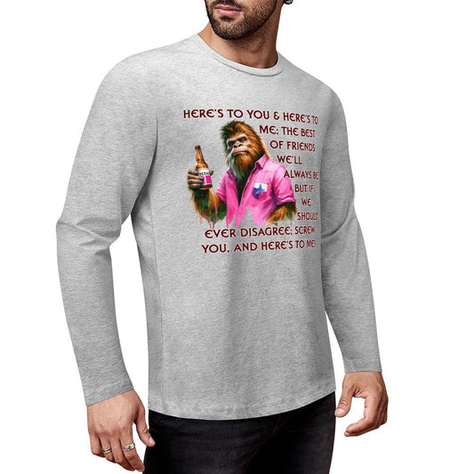 Bigfoot - Sasquatch "Here's To You..",  Cotton Unisex Long Sleeve T-shirt