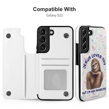 "Jesus Loves You..." Sasquatch, Bigfoot, Samsung S22 Cell Phone Case / Folding Wallet
