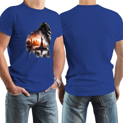 Bigfoot, Sasquatch, Statue of Liberty, Short Sleeve Cotton T-shirt