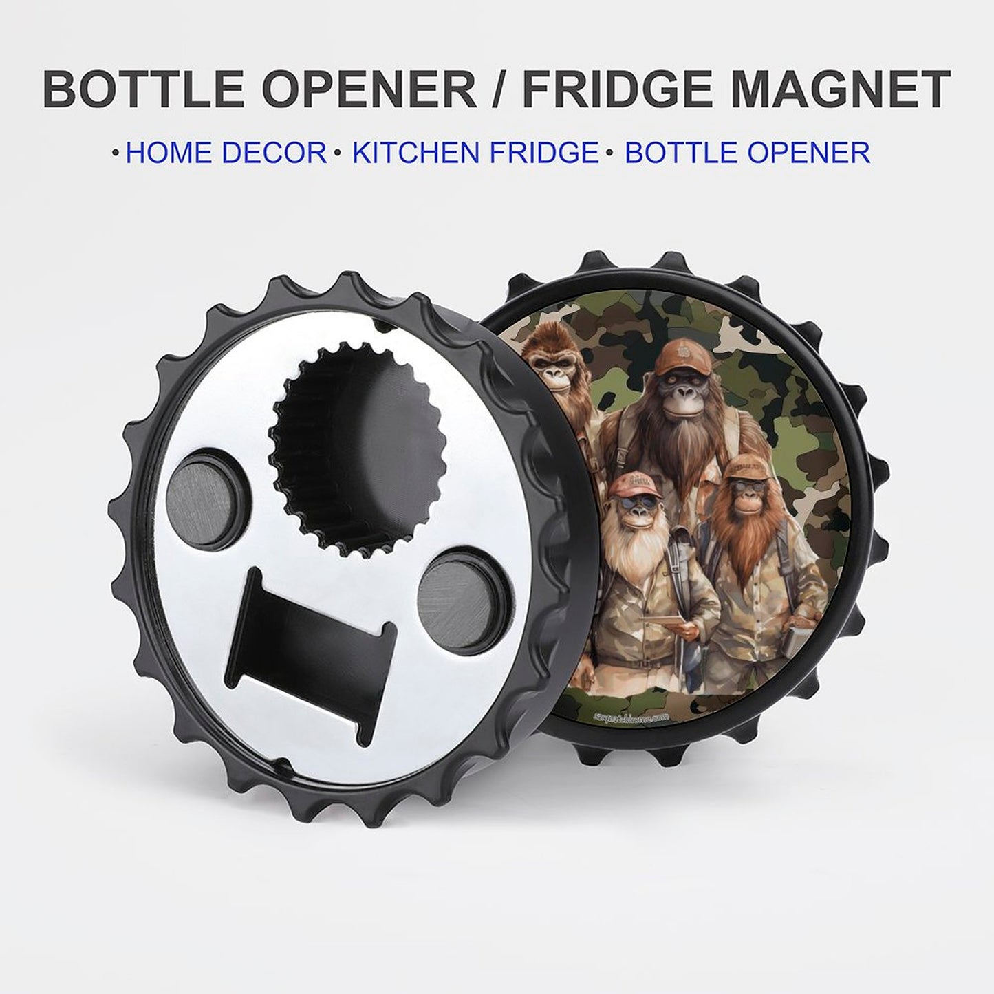 Bigfoot / Sasquatch Family, 3” Magnetic Can Opener / Coaster / Fridge Decor