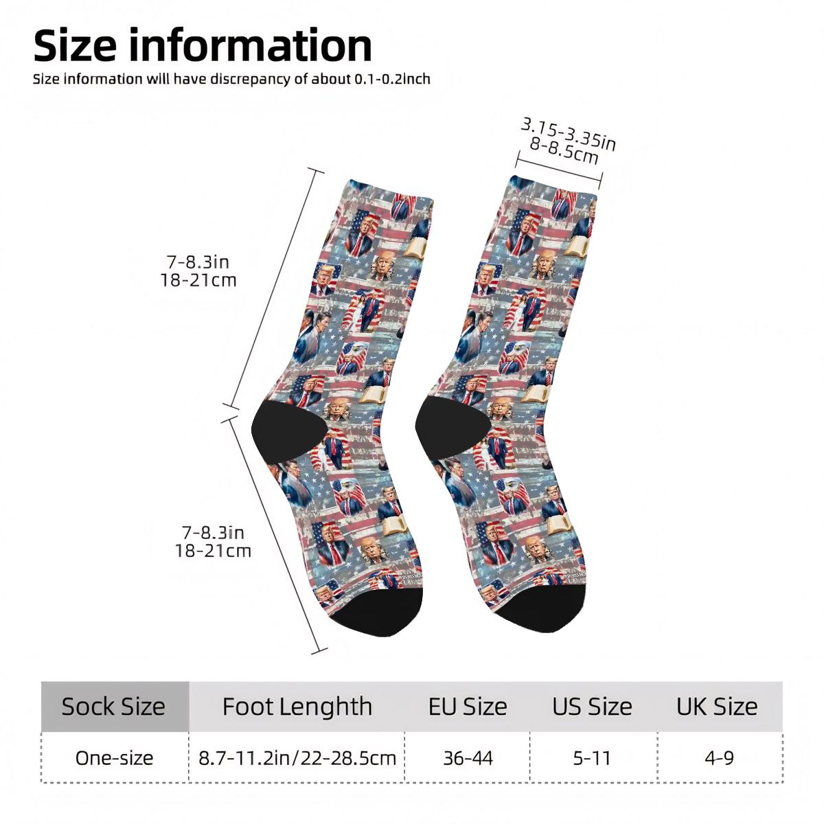 Donald Trump, MAGA, 19 Designs - Polyester Crew Socks, MAGA Socks, Patriotic Socks, Ankle Socks