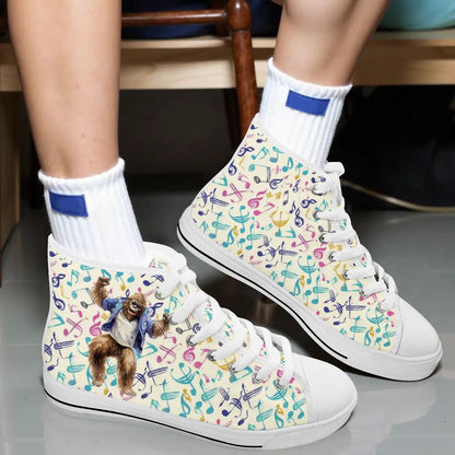 Dancing Bigfoot Sasquatch, Women's High Top Canvas Shoes