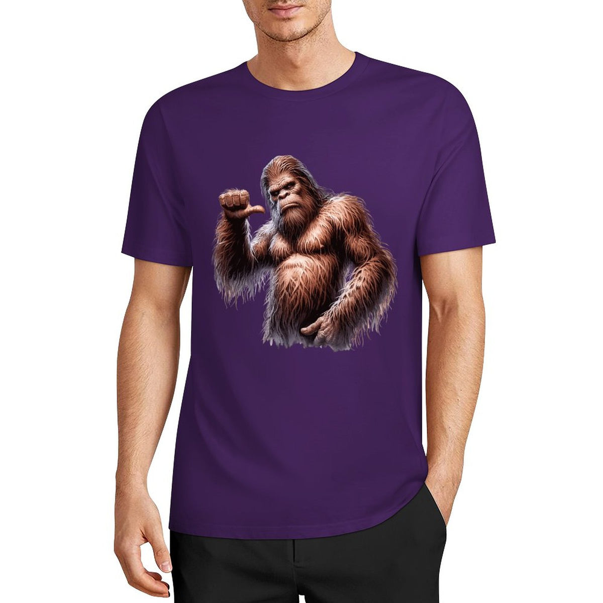 Bigfoot - Sasquatch Pointing at self Short Sleeve Cotton T-Shirt
