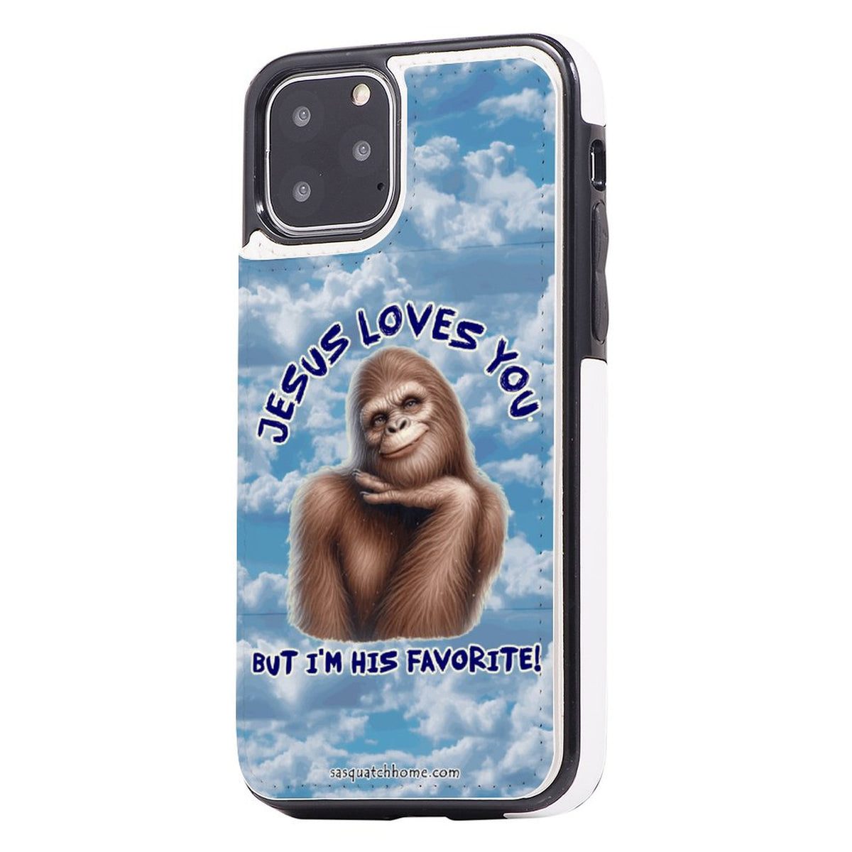 iPhone 11 Pro Bigfoot, Sasquatch Cell Phone Flip Wallet Case  - "Jesus loves you..."