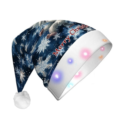 Cute Yeti, Adult Plush Santa Hat with Light