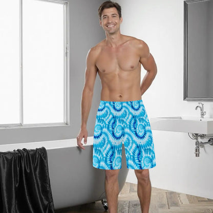 10 Tie Dye Designs, Men’s Polyester, pocketed, pajama Shorts