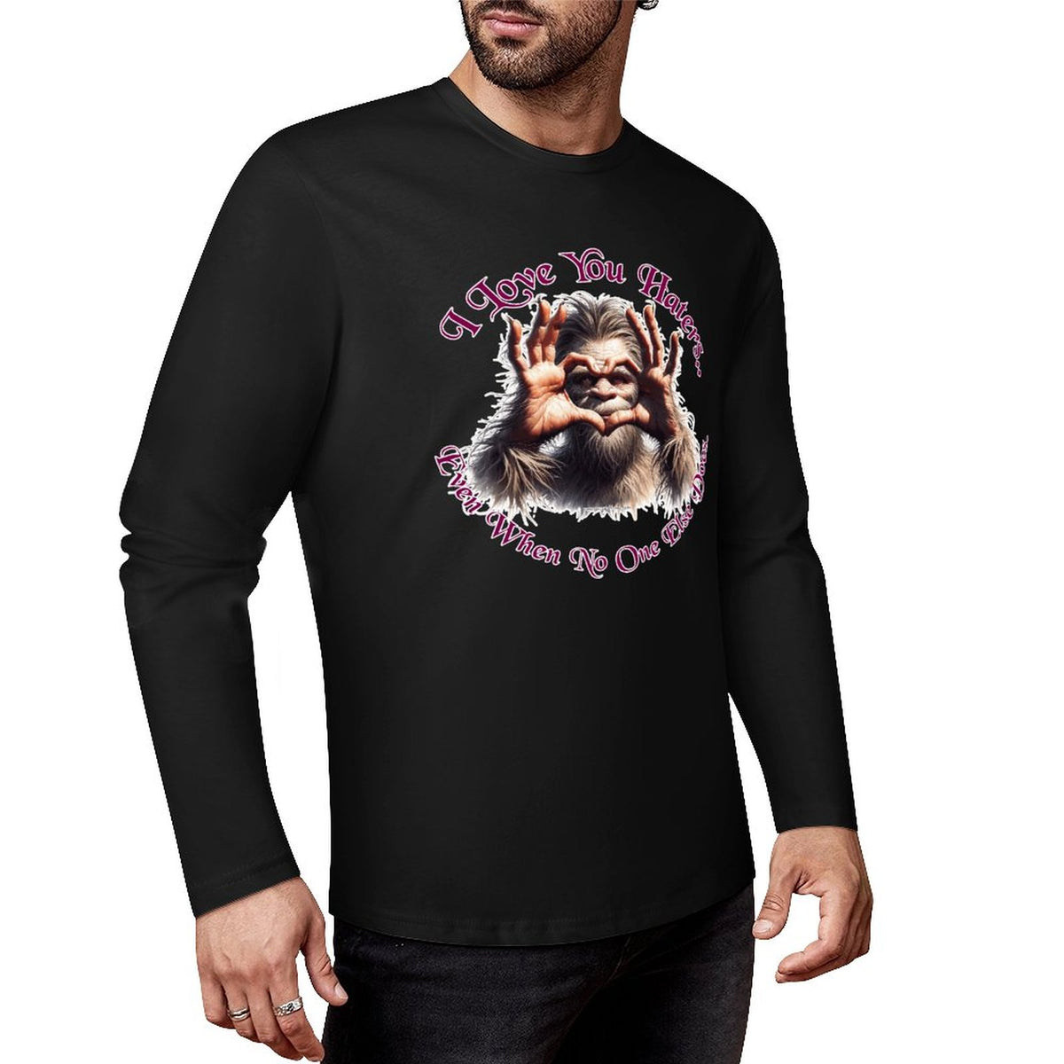 Bigfoot - Sasquatch "I love you.", Cotton Unisex Long Sleeve T-shirt