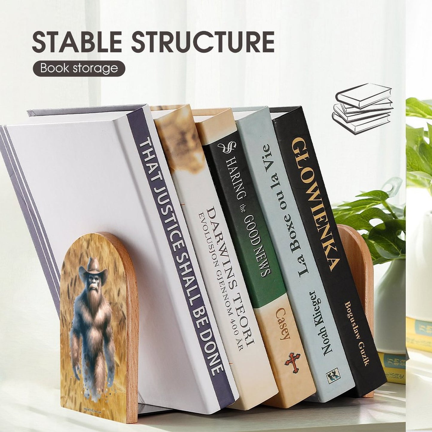 Cowboy Bigfoot Sasquatch, Wood Bookends