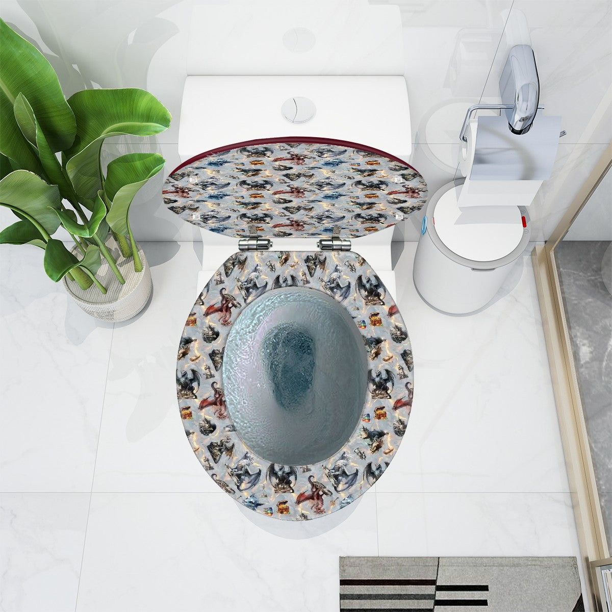 Dragon On Red, Universal Toilet Seat, Dragon toilet seat / Cover