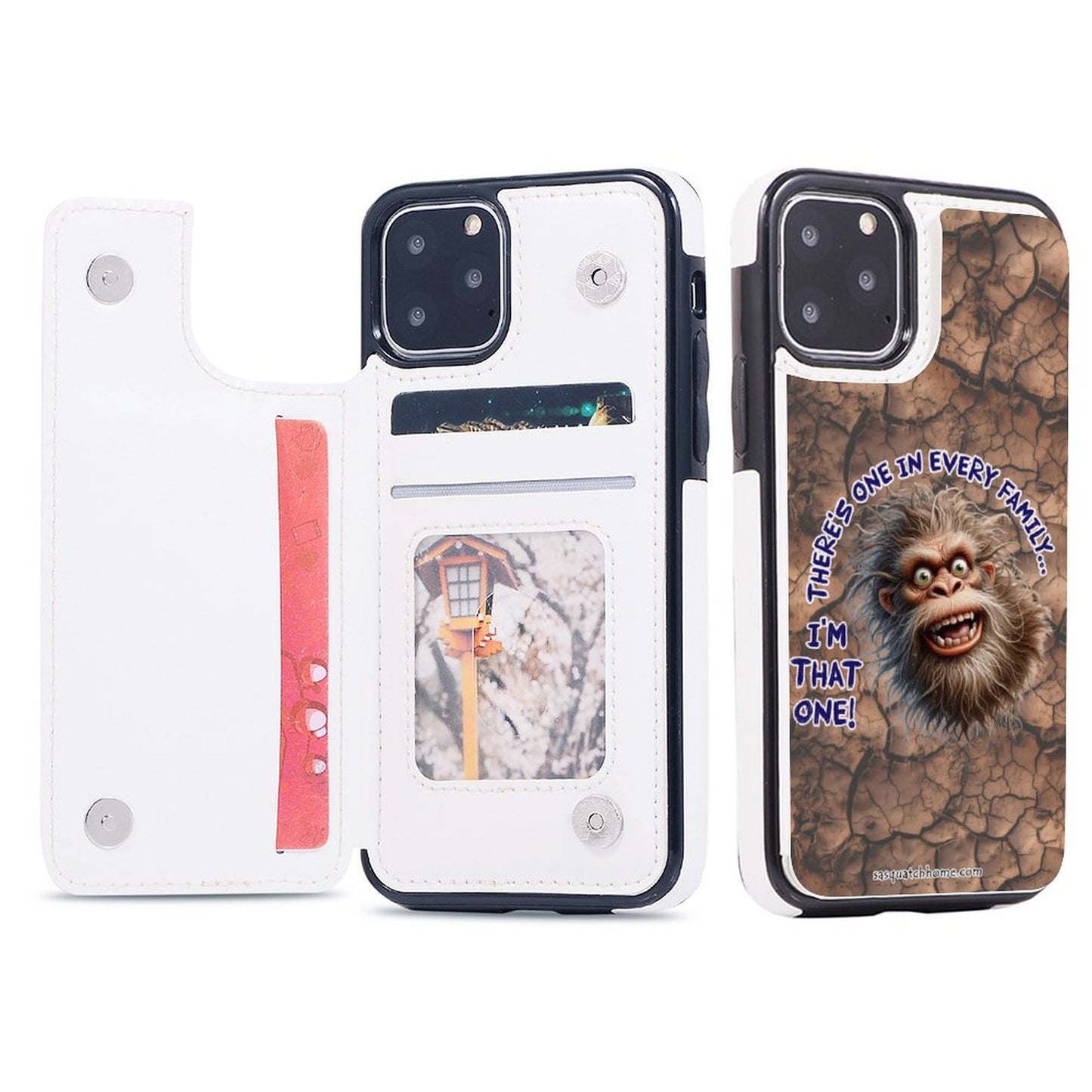 iPhone 11 Pro Bigfoot, Sasquatch Cell Phone Flip Wallet Case – “There’s one…”