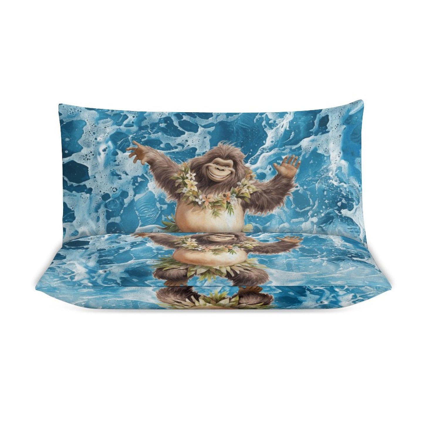 Sasquatch Hula On the Beach 3-Piece Bedding Set-102"x90"/ 259x229cm (Dual-sided Printing)