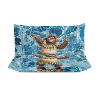 Sasquatch Hula On the Beach 3-Piece Bedding Set-102"x90"/ 259x229cm (Dual-sided Printing)