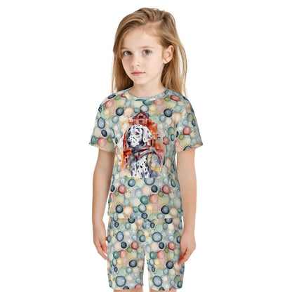 Children’s 2 Piece Short Pajama Set, Dalmatian Fire Dog