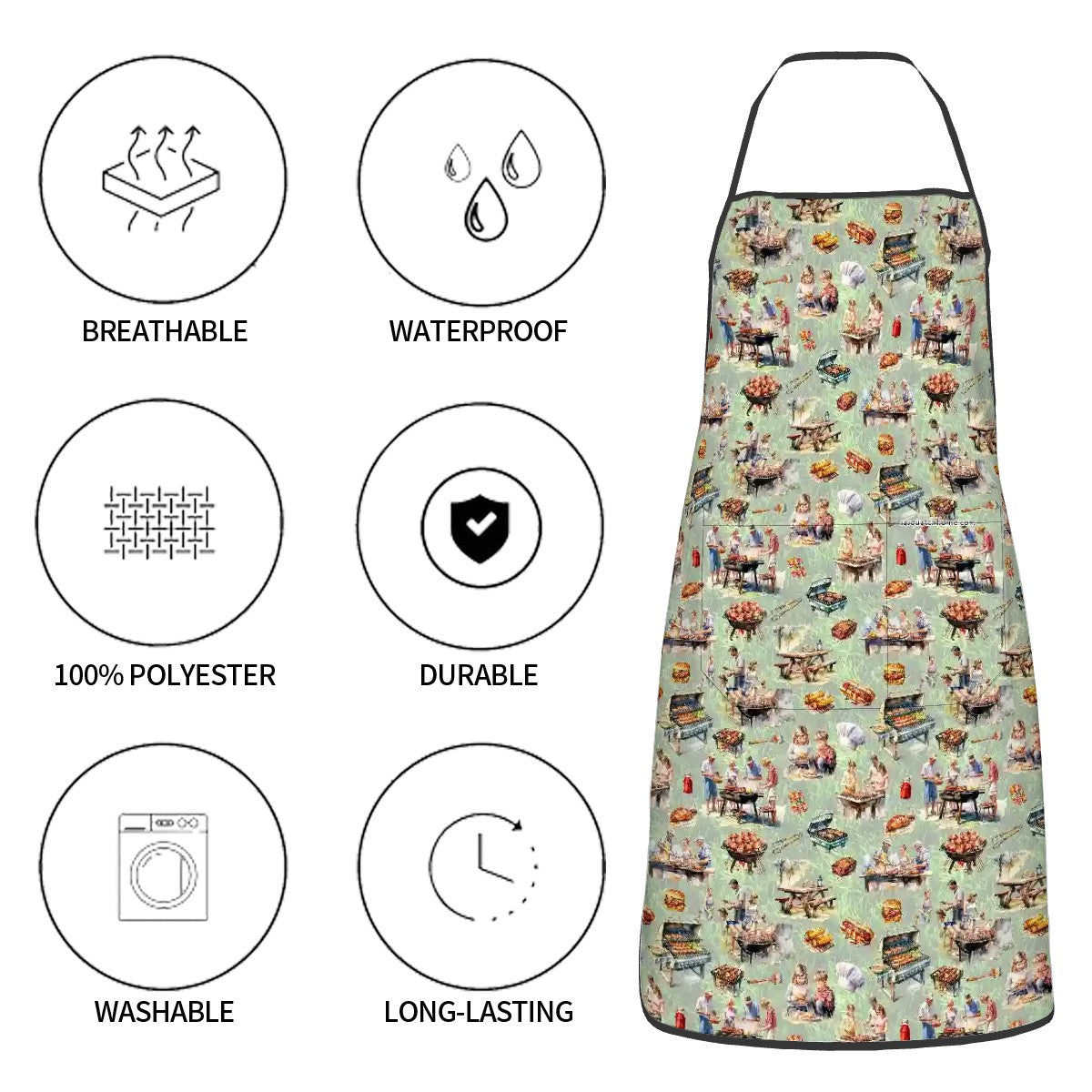 Waterproof apron with pockets - 20 Awesome Designs, Smurf, Dragon, Goth, Zombies, Alice in Wonderland + More