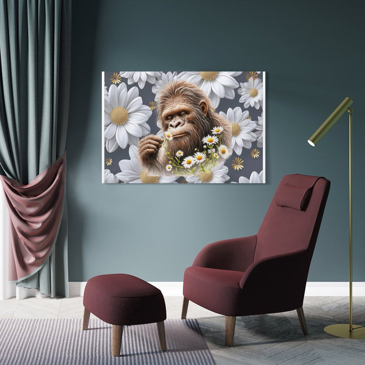 Sasquatch "Smell the Flowers" Hanging Poster (Horizontal 3:2)-12x18 inch/ 8x12 inch